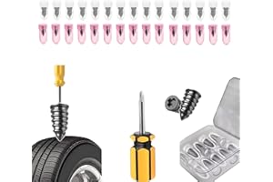 HSYTEK 30 Stück Vakuum Reifen Reparatur Nagel, Reifenreparaturset Auto mit Schraubendreher, Motorradreifen Reparaturset, Tyre Repair Kit für Auto, Motorrad (15S + 15L)