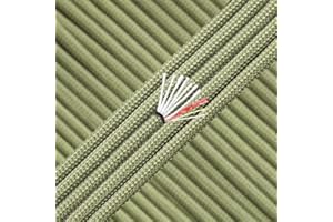 PSKOOK Paracord Survival Cord with Waxed Tinder Fishing Line Cotton Thread Outdoor Commercial Grade Braided Fire Parachute Cord Ropes (Army Green-25FT, 25FT)