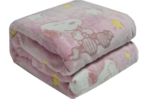 Kanguru – Mjuk Snoopy Pläd i Fleece, Rosa, 130x150 cm, Kawaii Mikrofiberfilt med Självlysande Detaljer, för Flickor och Kvinn