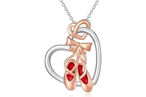 AOBOCO Collana per scarpe da balletto, per ragazze, in argento Sterling 925, con ciondolo a forma di ballerina, ballerino, regalo recitale, per ragazze e donne, Argento sterling