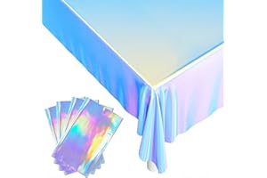 NiHome 4 Stück Schillernde Plastik Tischdecke, 137 x 270 cm, Abwaschbar, für Geburtstag, Party, Biertisch