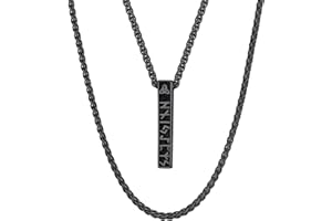 FaithHeart Collier Viking Homme, Pendentif Anneau de Möbius Acier Inoxydable, Cordon Cuir Pendentif Runique Rond/Triangle/Infini/Barre/Troll, Bijoux Amulette Porte Bonheur