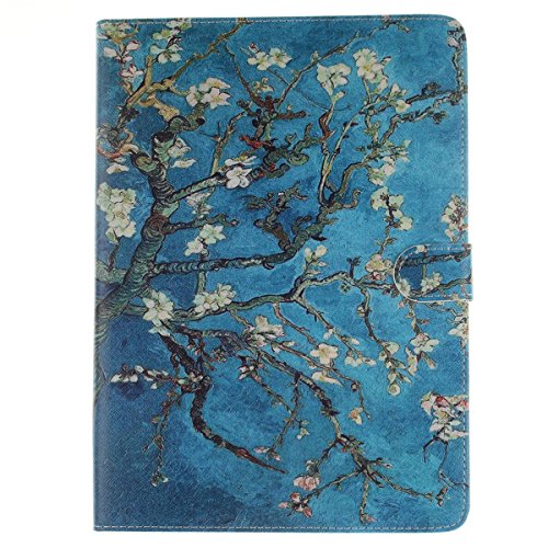Galaxy Tab A 9.7 Hülle,Ukayfe Blau Plum Blossom Blumen Painted Schutzhülle fur Galaxy Tab A 9.7 SM-T550 Ledertasche Lederhülle Smart Case Cover,[Bunt Muster Design] Kunstleder Tasche PU Leder Schutzhülle Brieftasche Etui Schale Hülle for Galaxy Tab A (9.7 Zoll) SM-T550 mit 1 x Schwarze Eingabestift - 2