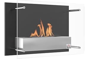 HOMCOM Cheminée bioéthanol Murale encastrable brûleur 1.5 L, Environ 3 h de durée de Combustion dim. 60L x 22l x 40H cm Couverture 25-25 m² Acier INOX