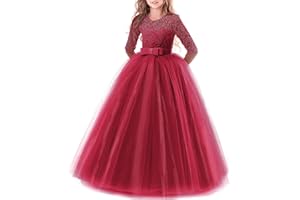 Blumensmädchenkleid Prinzessin Festliches Kinder Mädchen Kleid Festzug Kleider Hochzeit Partykleid Brautjungfern Kleidung Spitze Tüll Cocktailkleid Elegant Langes Abendkleid Kommunikation Gr.104-152