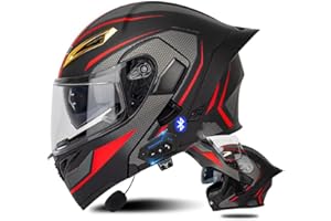 DIRERTYS Full Face Motorcycle Bluetooth Helmet Motorcycle Full Face Helmet, ECE Approved Bluetooth Motorbike Double Sun Visor Helmets, Wear-Resistant and Scratch-Resistant Lenses, for Adult (M(57~58cm), O)