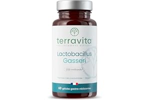 LACTOBACILLUS GASSERI | Ferments Lactiques Minceur | Souche Concentrée 200 Milliards/g | Flore Intestinale Digestion & Ballonnements | 60 Gélules Vegan Gastrorésistantes | Made in France | Terravita