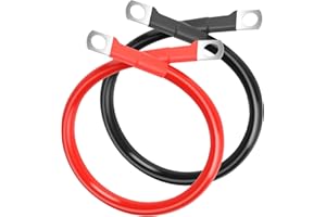 Gaethra® 2 Stück Batteriekabel M8, 12V 50cm 16mm² Autobatterie Kabel, Reines Kupfer Batterie Anschlusskabel, für Batteriekabeln, Erdungskabeln, Motorrad, Automobilverkabelungsanwendungen, Solar
