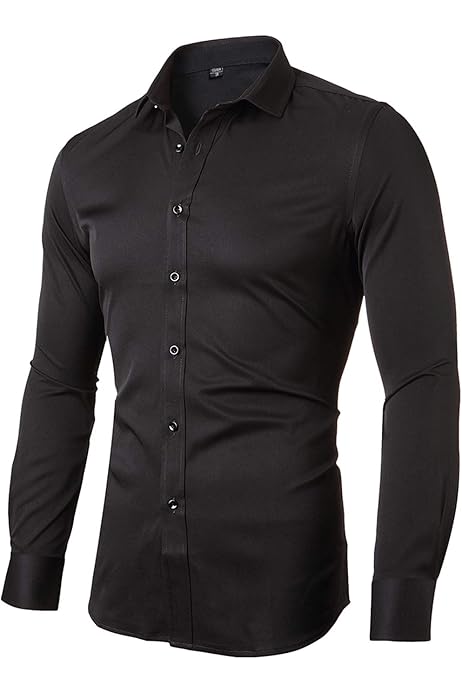 Camisa Fiesta Hombre Camisa De Vestir Para Hombre Satén, Manga