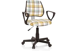 hjh OFFICE 725111 Silla de Escritorio Infantil KIDDY CD Square Respaldo de Altura Regulable, Funda de Tela Verde/Blanco