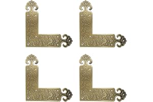 Tiazza 4Pcs Antique Embossing Brass Decorative Corner Protectors Braces Classical Furniture Tables and Chairs Cabinet Corner Guard Edge Cover