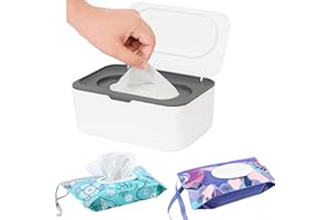 HFHUNGKEONG Dispenser di salviette con 2 porta salviette portatili ricaricabili da viaggio, riutilizzabili, scatola porta salviette, contenitore per salviette da bagno, per animali domestici, asili, ufficio,