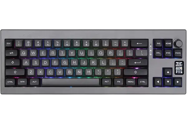 EPOMAKER Shadow-X Gasket Teclado mecánico con Cable/Bluetooth/inalámbrico, con Pantalla, Intercambio en Caliente, 3000 mAh, Espuma Poron, Almohadilla de Silicona para PC/Mac (Wisteria Linear Switch)
