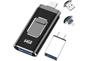 XTVTX Clé USB 64 Go, Clef USB 3.0 de Mémoire Stick d'extension de clé Photo Compatible pour iPhone/Tablette/PC avec Micro USB 3.0/Android/iOS/Type C/OTG