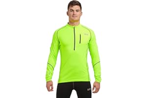 Time To Run Thermique Quick Dry Haut à Manches Longues pour Courir l'hiver avec Une Fermeture Éclair à l'encolure pour Hommes
