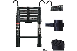 JUPITOR 3.2M 10.5ft Portable Telescopic Ladder Multi-Function Extendable Aluminium ladders 11 Steps With Hook