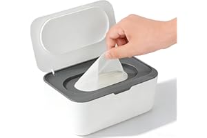 XxinXrong Wet Wipes Dispenser, Wet Wipes Dispenser Bracket, Wet Wipes Container Box Refillable, Wet Wipes Storage Box for Home Office Kitchen Bathroom to Keep Wipes Fresh and Clean - White Grey