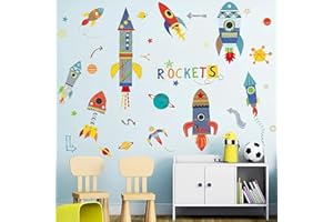 WandSticker4U®- Pegatinas de pared niños SISTEMA SOLAR (140 x 85 cm) I universo planeta nave espacial estrellas colorido I adhesivos pared decorativos habitación infantiles niño bebé
