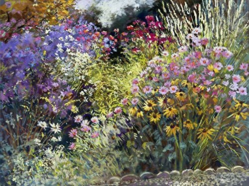 LuxHomeDecor Framework Print on MDF Wooden Panel in Whatmore Evening in the Garden 100x75 CM Bordo Bianco