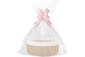 FANGCCC Geschenkkorb Leer, Aufbewahrungskorb, Geflochten Korb für Geschenke mit Geschenktüten und Bändern, Präsentkorb Leer für Geburtstag, Hochzeit, Babyparty, Erntedank, Weihnachten (Khaki und Weiß)