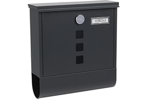 ARREGUI Chance E7005 Cassetta Postale in Acciaio con Portagiornali, Formato M (DIN A4), Cassetta della Posta con Serratura Coperta e Portanome, Facile de Montare, Grigio Antracite