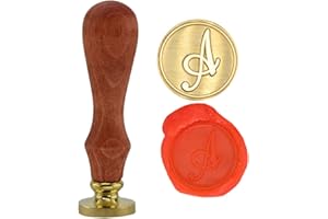 Syaya GZ4 Cachet de cire rétro 26 lettres de l’alphabet de A à Z avec pastille en laiton et manche en bois