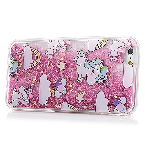 iphone 6/6S Hülle Badalink UltraSlim Schutzhülle TPU+PC Handyhülle Case Cover Treibsand Flüssige Glitzer Glitter Stern Pferd Handytasche Anti-Rutsch Kratzfest - 6