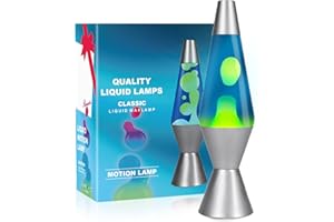 AONESY Liquid Motion Lamps for Adults Kids 14.5''Dark Blue Liquid & Yellow Wax Retro Astro Lamp for Home Decoration Beautiful Light Gift for Christmas Birthday