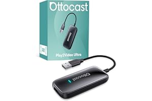 OTTOCAST Play2Video Ultra 2025 Upgrade Adattatore Wireless CarPlay & Android Auto AI Box, Android 12, 4GB+32GB, Bluetooth 5.4, WiFi 5GHz,Streaming con Netflix YouTube Amazon Video IPTV