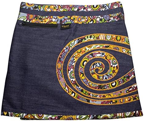 SUNSA ladies skirt jeans skirt summer skirt wrap skirt mini skirt reversible skirt, 2 in 1 with adjustable size