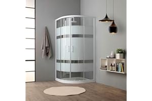 Kiamami Valentina - Box doccia curvo 90x90 cm cristallo 4 mm serigrafato bianco | Venere