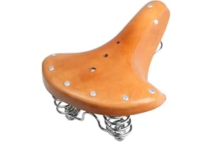 TXYFYP Sprung Bicycle Saddle,Replacement Retro Leather Bicycle Saddle Cushion Spring Seat Shock Absorption for Mountain Bikes,Folding Bike(26x1.5cm,Brown)