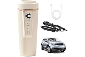 PORFOYO Wasserkocher für Auto, Auto Wasserkocher 500ml, Tragbarer Reisewasserkocher 12V 24V, mit Temperaturregelung, für Tee Kaffee Reisen Camping, Automatische Abschaltung, Auslaufsicher, Beige