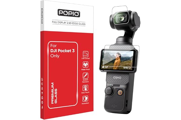 POPIO Military-Grade Gorilla Tempered Glass for DJI Osmo Pocket 3 / Pocket 4 (Transparent) Complete Set
