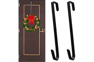 HONGECB 2 Pièces Crochet Couronne De Noël, Crochet à Couronne En Métal, Crochet De Guirlande, Crochets Pour Couronnes, Cintre De Guirlande De Porte Pour La/Noël/Pâques à Suspendre, 31cm, Noir