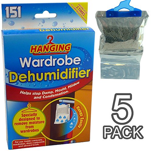 New Hanging Wardrobe Dehumidifier - Ideal to stop damp, mould mildew & condensation - Remove damp and improve air quality - Small and Discreet (Pack of 15)