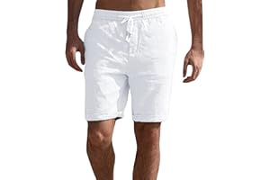 Take Idea Short de plage en coton et lin pour homme - Short de sport - Respirant - Short de course - Bermuda - Pantalon de jogging - Short de sport - Short d'été