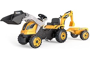 Smoby - Traktor Builder Max + Przyczepa - Dziecięca koparko-ładowarka - Regulowane siedzenie - Kierownica z klaksonem - Od 3 lat - Wyprodukowano we Francji