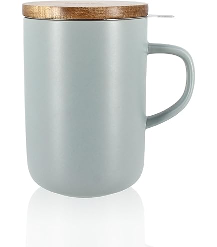 Geneviève Lethu 536233 Tisanière 45 Cl En Grès Avec Infuseur - Tasse à Thé, Tisane Avec Couvercle En Pin Et Passoire Inox - Noir Mat Collection Minuit
