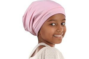 ALNORM Bonnet de Nuit pour Fillette bouclée Bonnet doublé de Satin avec élastique de Confort Ajustable pour Adolescents, Grands Enfants, Enfants