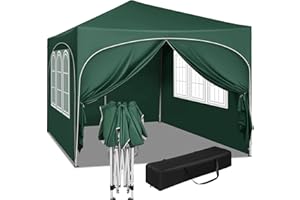 WOLTU Tonnelle de Jardin, Pergola, Barnum, Tonnelle Pliante 3x3m avec 4 Parois Latérales, Gazebo, Hauteur Réglable, Imperméable, Protection de UV, avec Sac de Transport,Vert