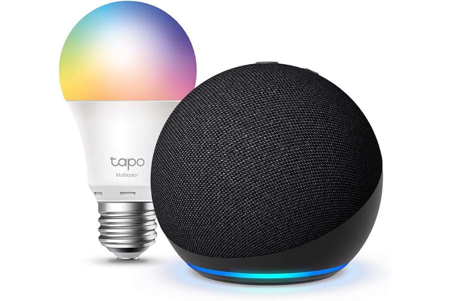 Echo Dot (5.ª generación) | Antracita + Tapo L530EA Bombilla LED Inteligente (E27), Compatible con Alexa - Kit de inicio de H
