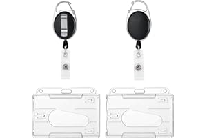 JDXun Porta Tarjetas Identificativas con Llavero Retractil, Funda de Tarjeta Identificación con Llavero Retráctil para Conferencias Empleados Estudiantes Ferias(2 Set)