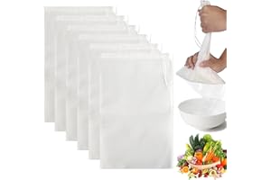 KATIMI 6 sztuk worków na mleko orzechowe, ekologiczne, nadające się do prania, ściereczki wielokrotnego użytku, sitko do orzechów dla wegan, ściereczka do wyciskania, filtracyjna, do soku