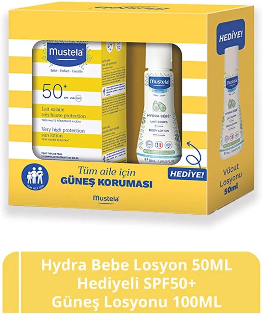 Mustela Güneş Losyonu SPF50 100 ml + Mustela Hydra Bebe 50 ml