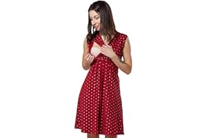 HAPPY MAMA. Para Mujer Vestido Skater premamá de Lactancia. Escote de Pico. 808p