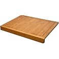 Grande Planche à Découper Bois LARHN 44x30x2cm - Plateau Service 2 En 1, Bambou Durable, Neutre En Carbone, Idéale Cuisine
