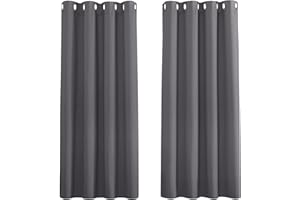 PONY DANCE Krótkie zasłony Nieprzezroczysta zasłona zaciemniająca z oczkami Zestaw 2 zasłon Szare nieprzezroczyste zasłony zaciemniające Sypialnia wys. 137 x szer. 117 cm