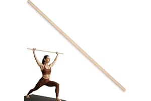 MOE UHANE® Drewniany drążek gimnastyczny 100 cm do treningu, jogi, fitnessu, mobilności i równowagi, drewniany drążek do rozciągania dla dzieci i dorosłych, naturalne drewno, 100% ekologiczny