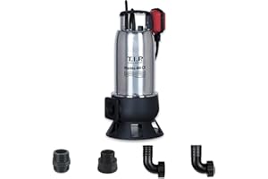 T.I.P. Maxima 400 SX Pompe Submersible pour Eaux Usées en Inox Débit 24000 l/h Hauteur de Refoulement 9 m Pression d'eau 0,9 bar Puissance nominale 950 W Roue VORTEX en fonte Couleur Noir Argent
